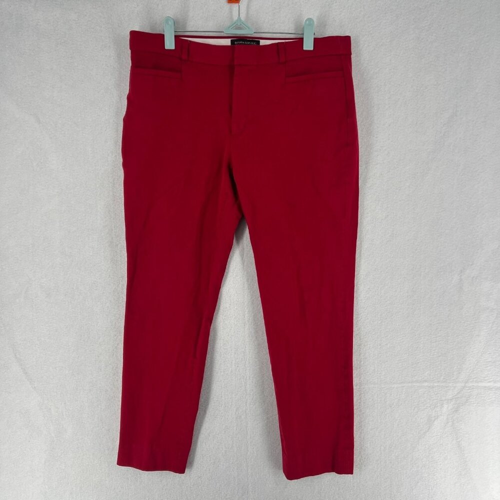 Banana Republic Pants Women 12 Red Solid Sloan Curvy Fit Cropped Stretch